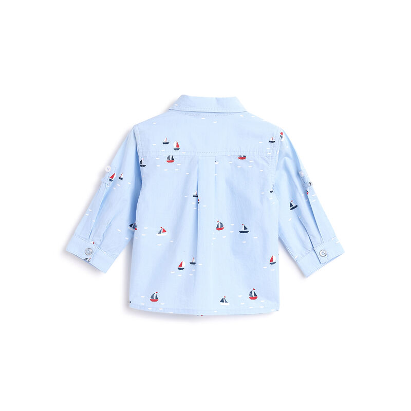Boys Blue Printed Long Sleeve Shirt image number 1
